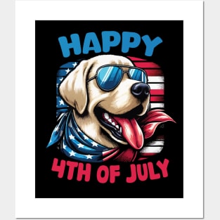 Happy 4th of July Patriotic American Labrador Retriever Posters and Art